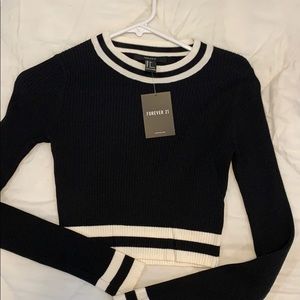 White and black sweater crop top from Forever 21